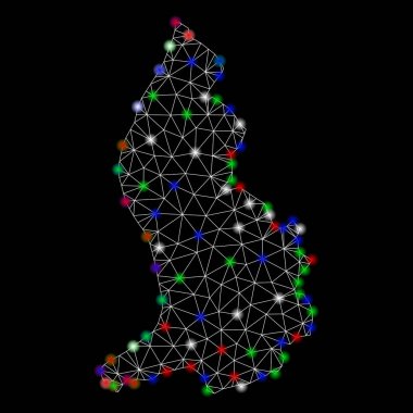 Işık Spotlar ile parlak kafes tel çerçeve Liechtenstein Haritası