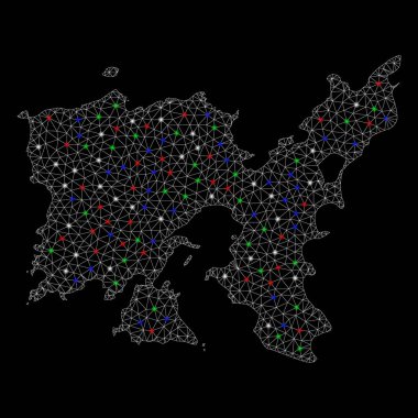 Parlayan Spotlar ile parlak Mesh karkas Limnos Yunan Adası Haritası