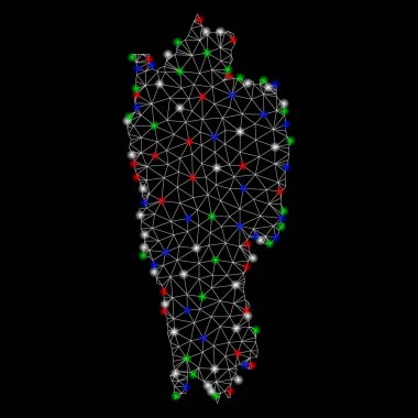 Parlama Spotlar ile parlak kafes ağ Mizoram devlet Haritası