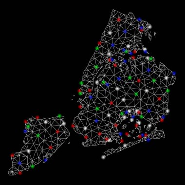 Flash Spotlar ile Bright mesh ağ New York şehir haritası