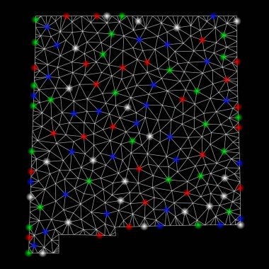 Flare Spotlar ile parlak mesh ağ yeni Meksika devlet Haritası