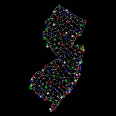 Flash Spotlar ile parlak Mesh 2D New Jersey devlet Haritası