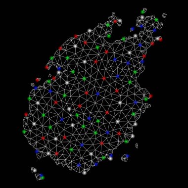 Parlayan Spotlar ile parlak Mesh tel çerçeve Paros Adası Haritası