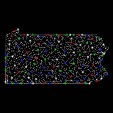 Işık Spotlar ile parlak kafes ağ Pennsylvania devlet Haritası