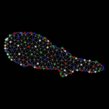 Parlama Spotlar ile parlak kafes tel çerçeve Pico Adası Haritası