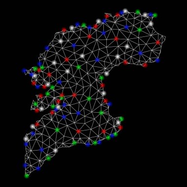 Flash Spotlar ile parlak mesh ağ Pontevedra Province Haritası