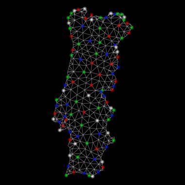 Light Spotlar ile Bright mesh ağ Portekiz Haritası