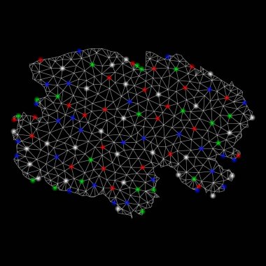 Parlak Mesh karkas Qinghai Province haritası ile Flash Spotlar