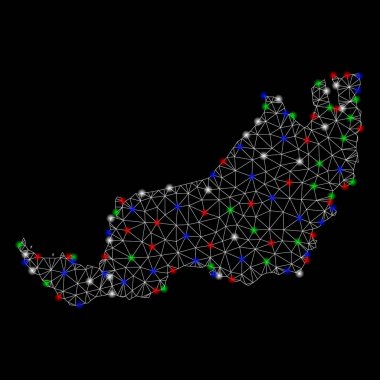 Flash Spotlar ile parlak Mesh ağı Sarawak devlet Haritası