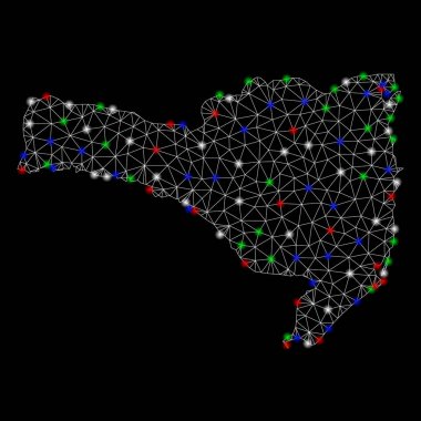 Flash Spotlar ile parlak Mesh 2D Santa Catarina devlet Haritası