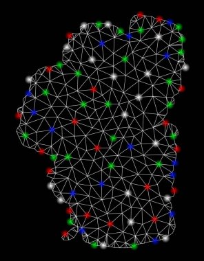Parlak kafes tel çerçeve Tahoe göl haritası ile Flash Spotlar