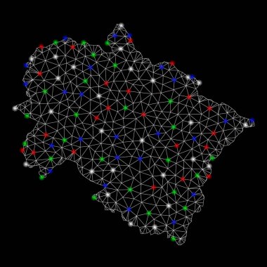 Işık Spotlar ile parlak mesh ağ Uttarakhand devlet Haritası