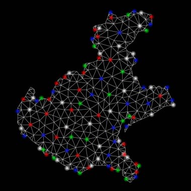 Flash Spotlar ile Bright mesh ağ Veneto bölge haritası