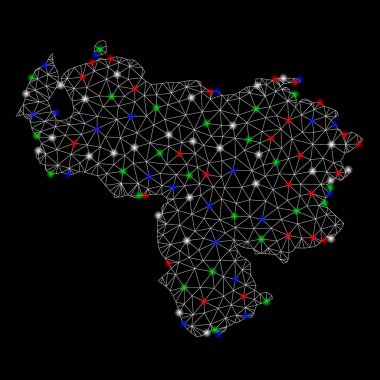 Parlama Spotlar ile parlak Mesh 2D Venezuela Haritası