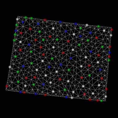 Parlak kafes ağ Wyoming devlet haritası ile Flash Spotlar