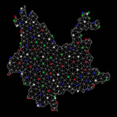 Flash Spotlar ile parlak Mesh 2D Yunnan Eyaleti Haritası