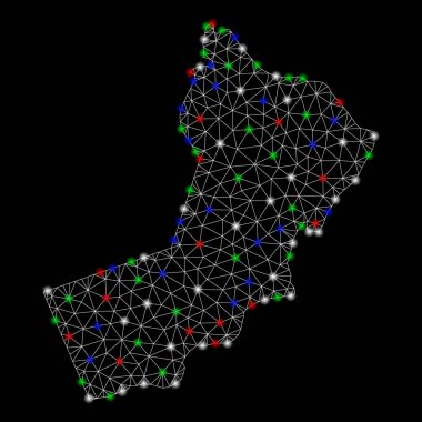 Işık spotları ile parlak Mesh karkas Yemen Haritası