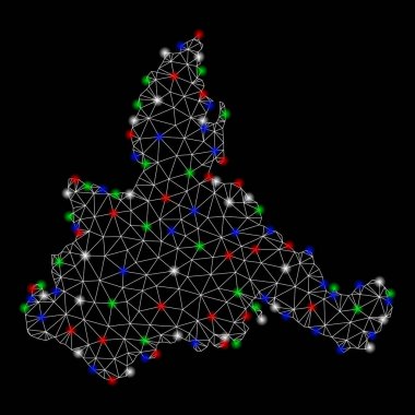 Parlak kafes tel çerçeve Zaragoza Ili flare Spotlar ile harita