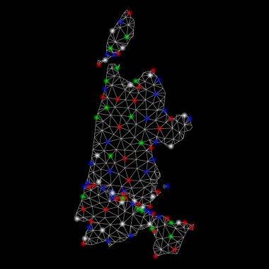 Parlama Spotlar ile parlak kafes ağ Kuzey Hollanda Haritası