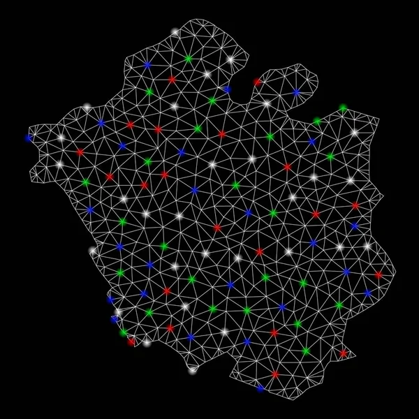 Luminosa rete metallica Telaio Chandigarh City Map con macchie di brillamento — Vettoriale Stock