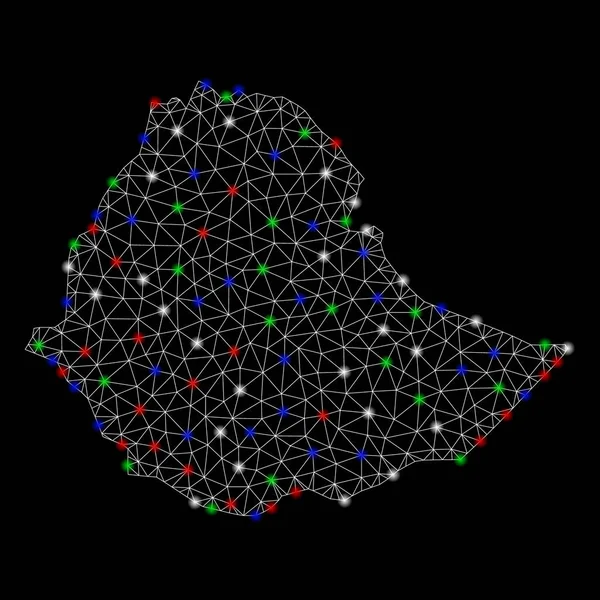 明るいメッシュ2d エチオピアマップとフラッシュスポット — ストックベクタ