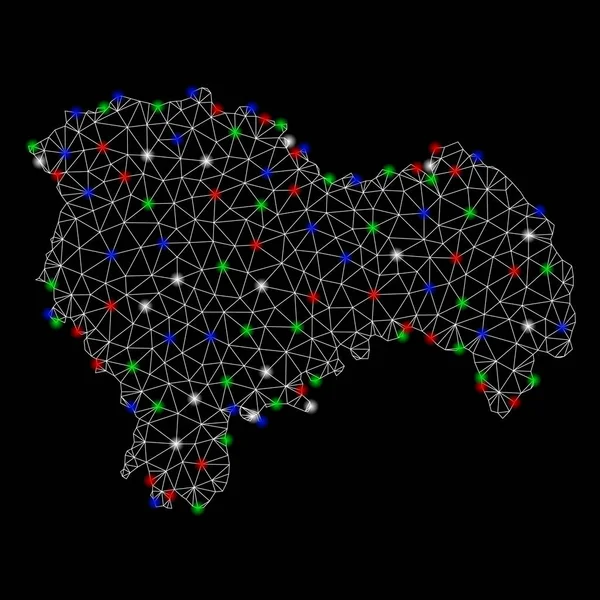 Parlak kafes tel çerçeve Guadalajara Eyaleti Haritası ile ışık Spotlar