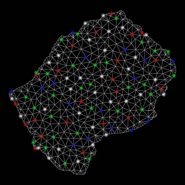 Parlama spotları ile parlak Mesh karkas Lesotho Haritası