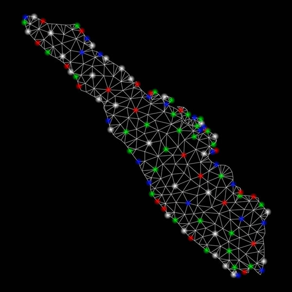 Bright Mesh Carcass Sumatra Island Map with Flare Spots