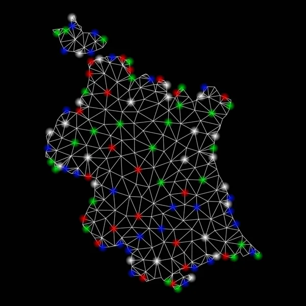 Parlak kafes tel çerçeve Valencia Eyaleti harita flare Spotlar ile