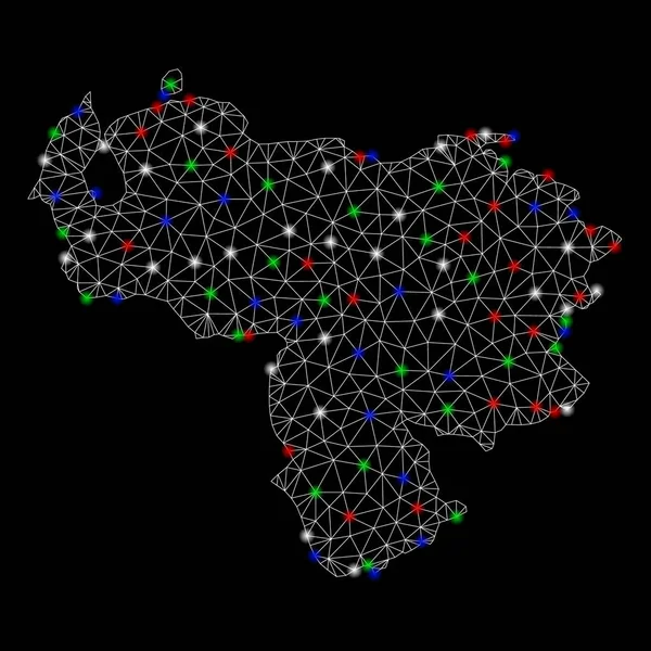 Parlama Spotlar ile parlak Mesh 2D Venezuela Haritası
