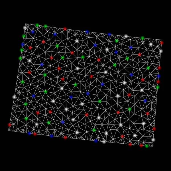 Parlak kafes ağ Wyoming devlet haritası ile Flash Spotlar
