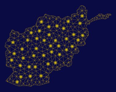 Sarı mesh ağ Afganistan Haritası ile Flash Spotlar