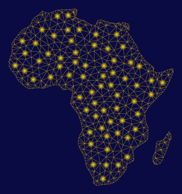 Sarı kafes tel çerçeve Afrika harita flare Spotlar ile