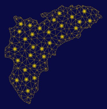 Hafif Spotlar ile sarı Mesh 2D Alicante Province Haritası