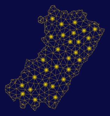 Sarı mesh ağ Castellon Province haritası ile Flash Spotlar