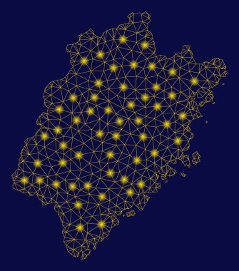 Sarı Mesh tel çerçeve Fujian Eyaleti Haritası ile Flash Spotlar