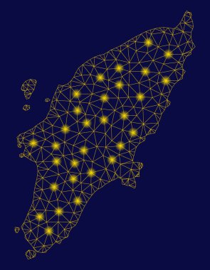 Sarı Mesh karkas Yunan Rodos Adası Haritası ile flare Spotlar
