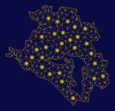 Sarı mesh ağ Krasnodarskiy Kray ışık Spotlar ile harita