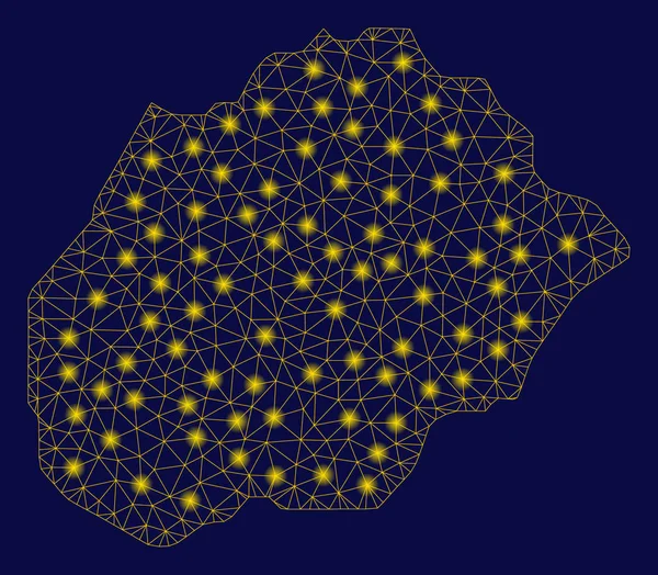 Gul mesh kadaver Alegranza Island karta med ljusa fläckar — Stock vektor