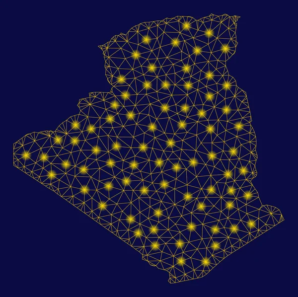 노란 메쉬 2d 알제리 지도 플래시 스폿 — 스톡 벡터