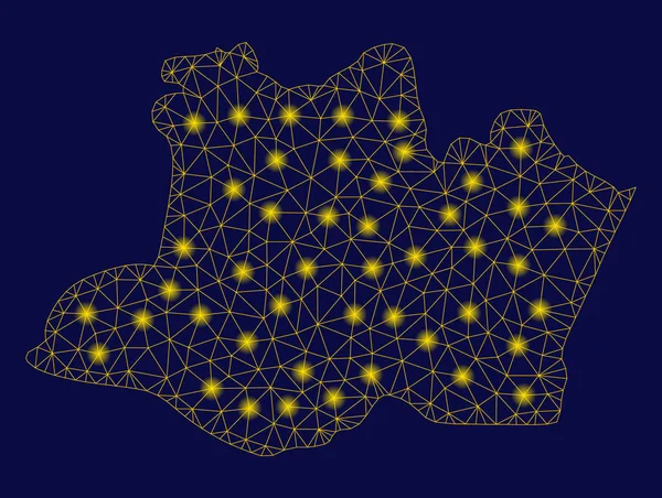 Carte de l'état de la maille jaune 2D Amazonas avec des taches de fusée éclairante — Image vectorielle
