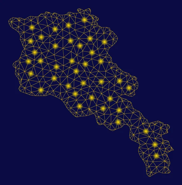Mapa de malha amarela 2D Armênia com pontos de Flash — Vetor de Stock