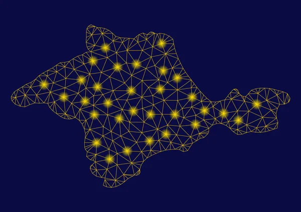 Carte jaune de Crimée de maille 2D avec des taches de fusée éclairante — Image vectorielle