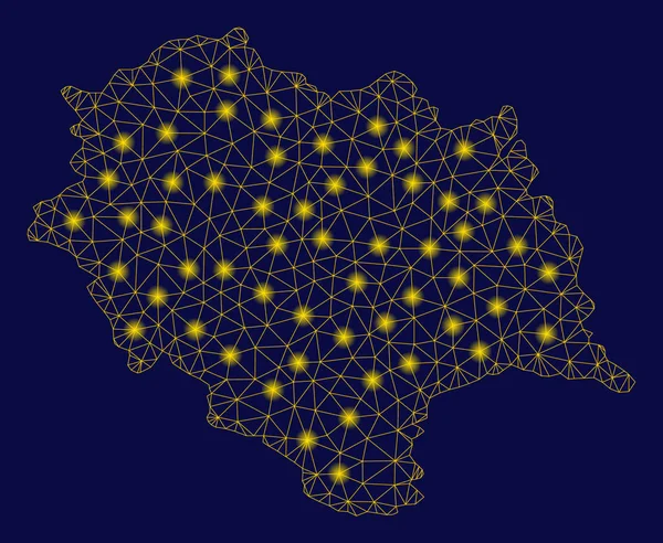 노란 메시 철사 구조 섬광 반점을 가진 히마찰프라데시 주 지도 — 스톡 벡터