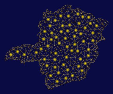 Hafif Spotlar ile sarı Mesh 2D Minas Gerais devlet Haritası
