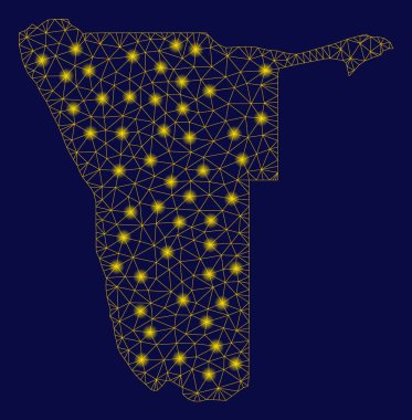 Hafif Spotlar ile sarı Mesh 2D Namibya Haritası