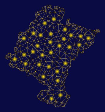 Yellow Mesh Carcass Navarra Province Map with Light Spots clipart
