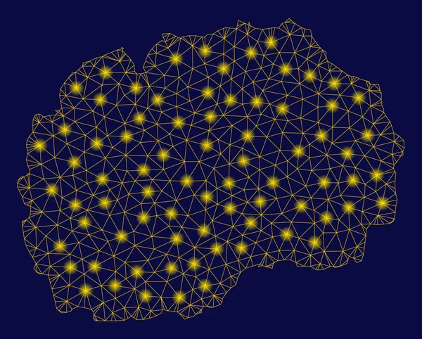 Желтая карта Македонии со световыми пятнами — стоковый вектор
