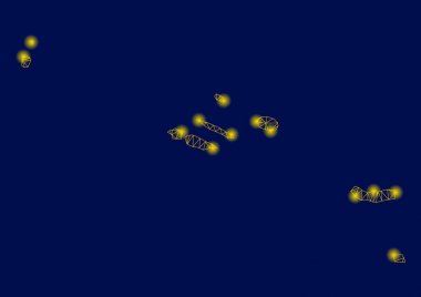 Sarı mesh ağ Azores Adaları flare Spotlar ile harita