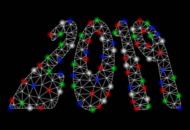 Parlak kafes tel çerçeve 2019 flare Spotlar ile perspektif metin